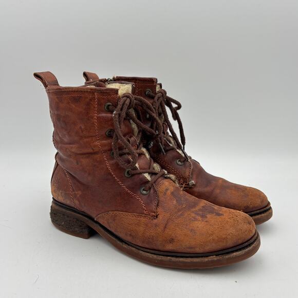 Frye Valerie Shearling Lined Lace Up Combat Boots Women's 8.5B - Picture 1 of 13